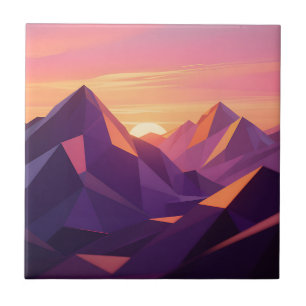 Low Poly Mountain Sunset Geometric Tile