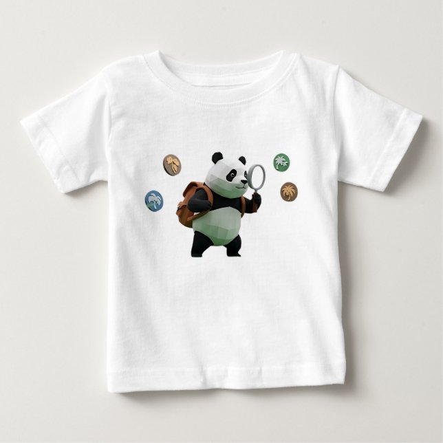 Low Poly Panda Explorer 3D Character Baby T-Shirt (Front)