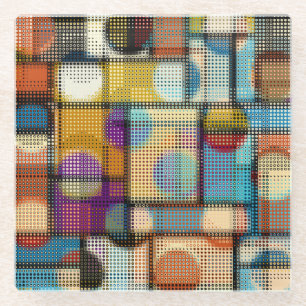 Low poly pixel art, geometric pattern. glass coaster
