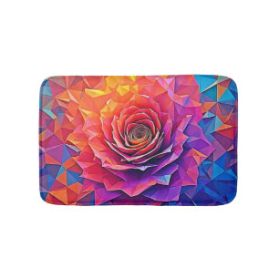 Low Poly Rose Bloom Abstract Art Bath Mat