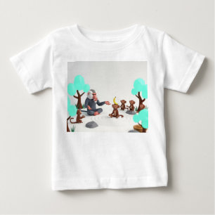Low Poly Zen Monkeys Meditating with Baboon Master Baby T-Shirt