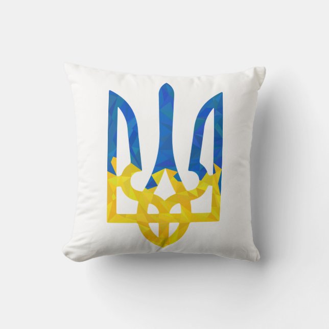 Low polygonal Ukrainian trident Cushion (Front)