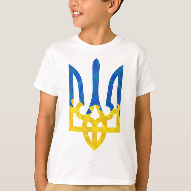 Low polygonal Ukrainian trident T-Shirt (Front)