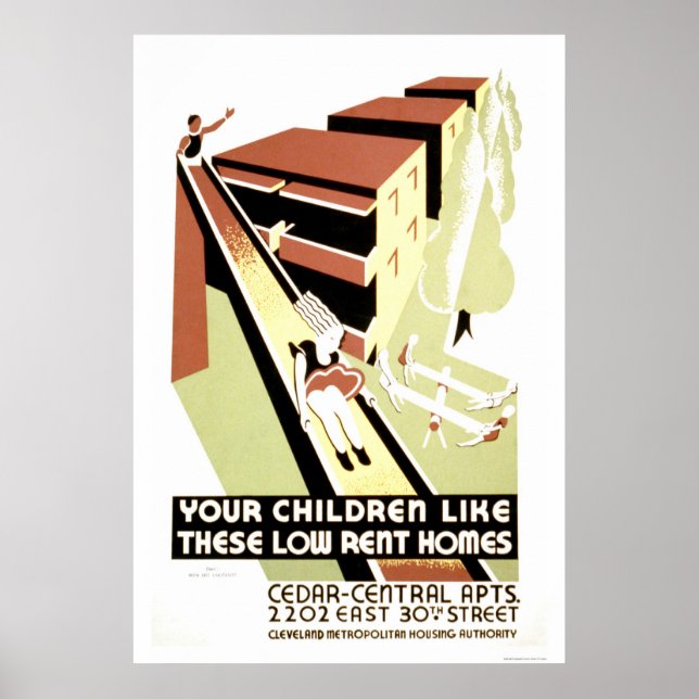 Low Rent Home Cleveland 1940 WPA Poster (Front)