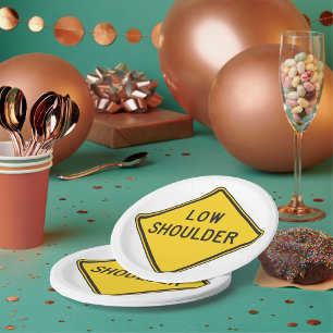 Low Shoulder Road Sign Paper Plate