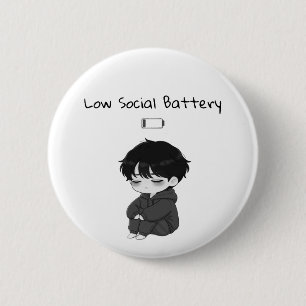 Low Social Battery Relatable Chibi Boy 6 Cm Round Badge