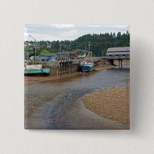 Low tide at the Bay of Fundy at St. Martins, New 15 Cm Square Badge