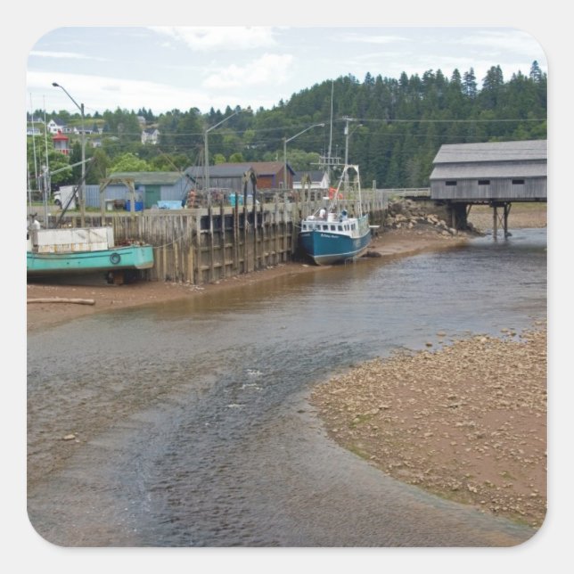 Low tide at the Bay of Fundy at St. Martins, New Square Sticker (Front)