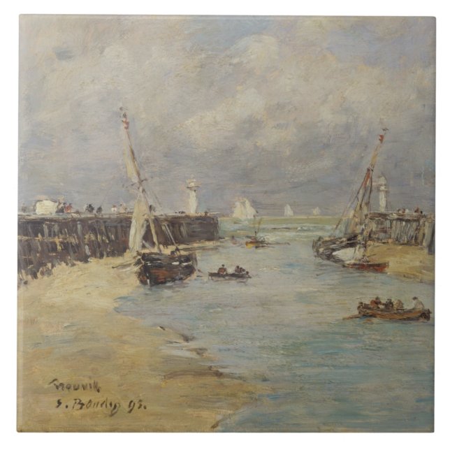 Low Tide at Trouville, 1895 (oil on panel) Tile (Front)