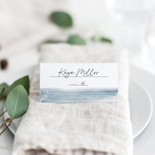 Low Tide Coastal Blue Watercolor Wedding Place Card