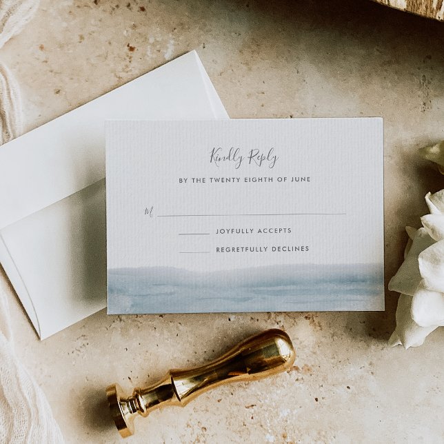 Low Tide Coastal Blue Wedding RSVP Card (Creator Uploaded)