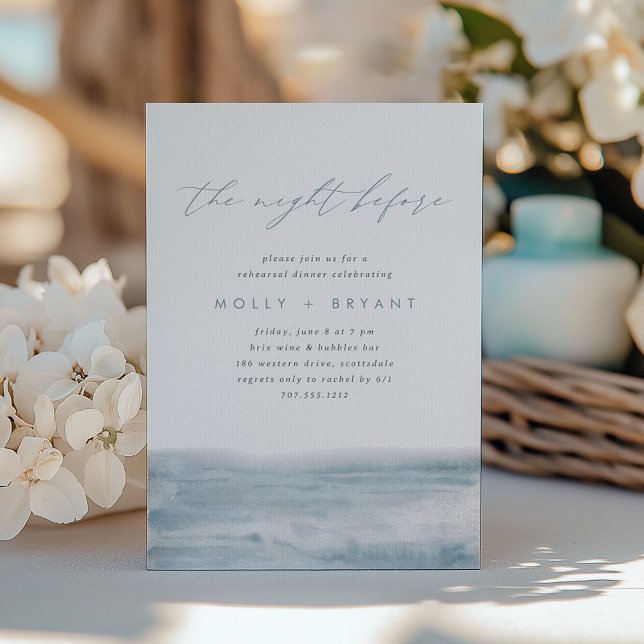 Low Tide Coastal Watercolor Rehearsal Dinner Invitation (Creator Uploaded)