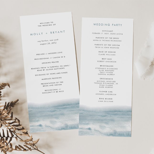 Low Tide Coastal Watercolor Wedding Programme (Creator Uploaded)