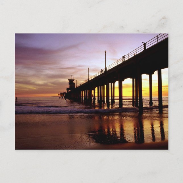 Low tide reflections at sundown, Huntington Beach Postcard (Front)