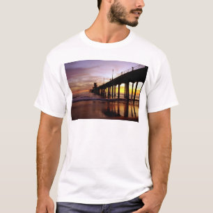 Low tide reflections at sundown, Huntington Beach T-Shirt