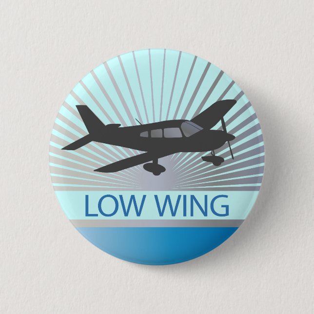 Low Wing Aeroplane 6 Cm Round Badge (Front)