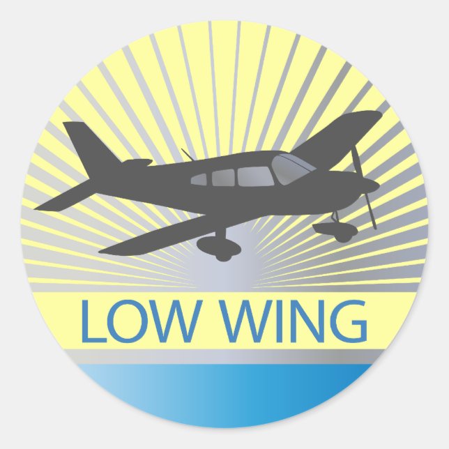 Low Wing Aeroplane Classic Round Sticker (Front)