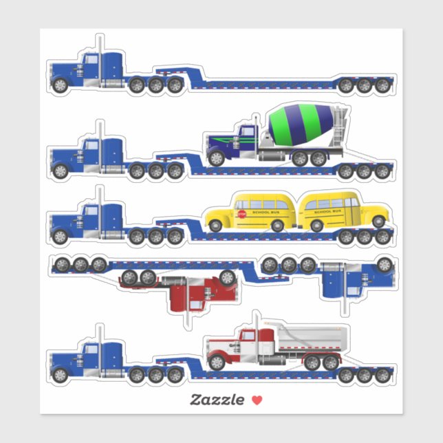 Lowboy Trailer Big Rig Stickers (Sheet)