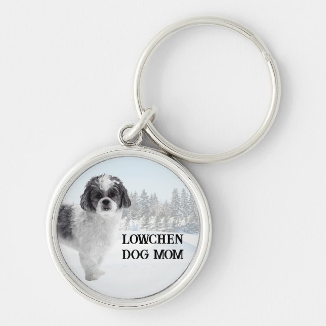 Lowchen Dog Mum Winter Scene Key Ring (Front)