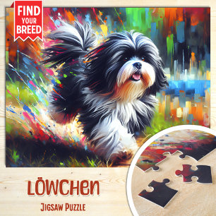 Lowchen Dog Portrait Acrylic Art Print Dog Lover Jigsaw Puzzle