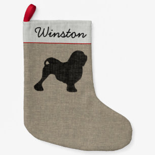 Lowchen Dog Silhouette Personalised Holiday Small Christmas Stocking