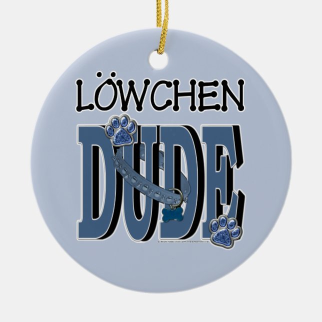 Lowchen DUDE Ceramic Tree Decoration (Front)