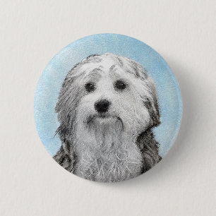 Lowchen Painting - Cute Original Dog Art 6 Cm Round Badge