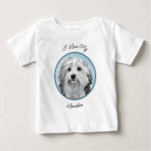 Lowchen Painting - Cute Original Dog Art Baby T-Shirt