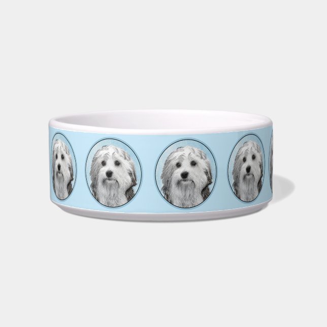 Lowchen Painting - Cute Original Dog Art Bowl (Left)