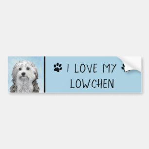 Lowchen Painting - Cute Original Dog Art Bumper Sticker