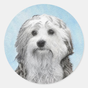 Lowchen Painting - Cute Original Dog Art Classic Round Sticker