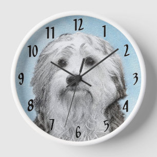 Lowchen Painting - Cute Original Dog Art Clock