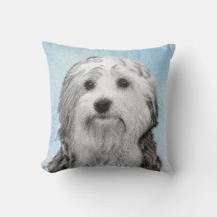 Lowchen Painting - Cute Original Dog Art Cushion
