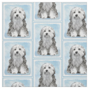 Lowchen Painting - Cute Original Dog Art Fabric