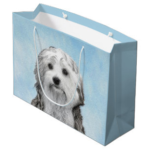 Lowchen Painting - Cute Original Dog Art Large Gift Bag
