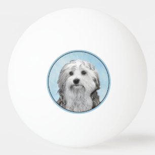 Lowchen Painting - Cute Original Dog Art Ping Pong Ball