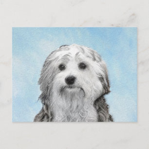 Lowchen Painting - Cute Original Dog Art Postcard