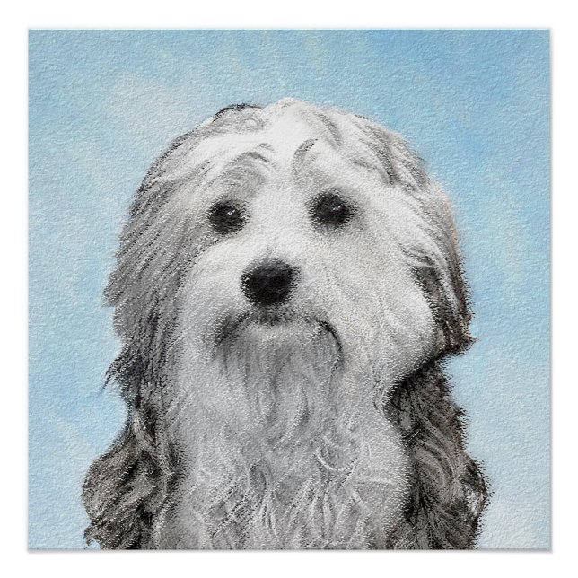 Lowchen Painting - Cute Original Dog Art Poster (Front)