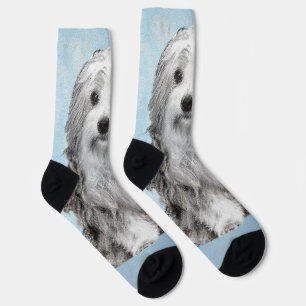 Lowchen Painting - Cute Original Dog Art Socks