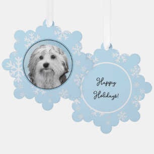 Lowchen Painting - Cute Original Dog Art Tree Decoration Card