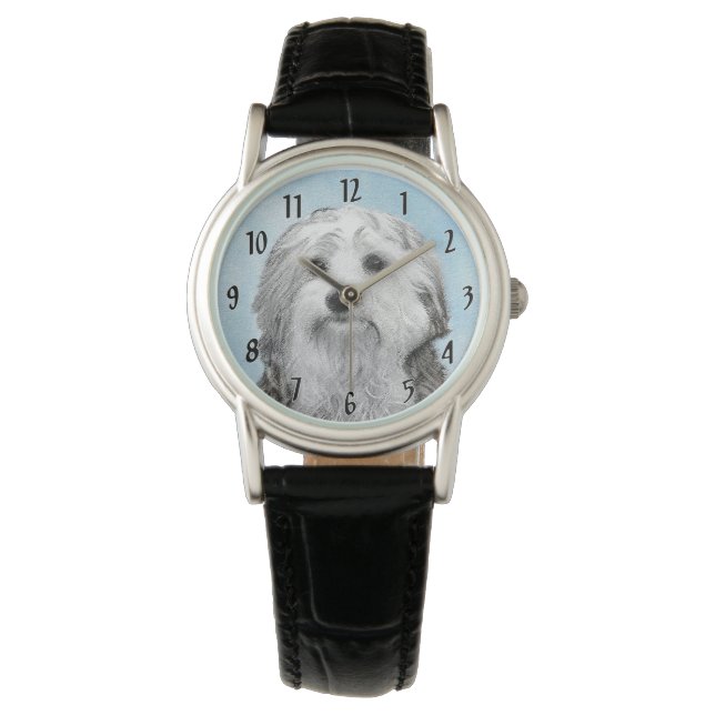 Lowchen Painting - Cute Original Dog Art Watch (Front)