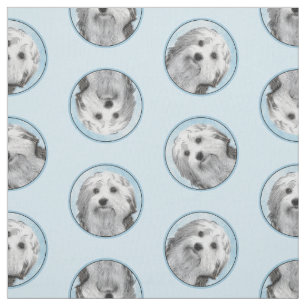 Lowchen Painting Silver and Cream Original Dog Art Fabric