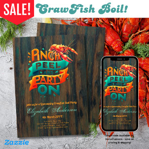 Lowcountry Boil Crawfish Party Rustic Invitation