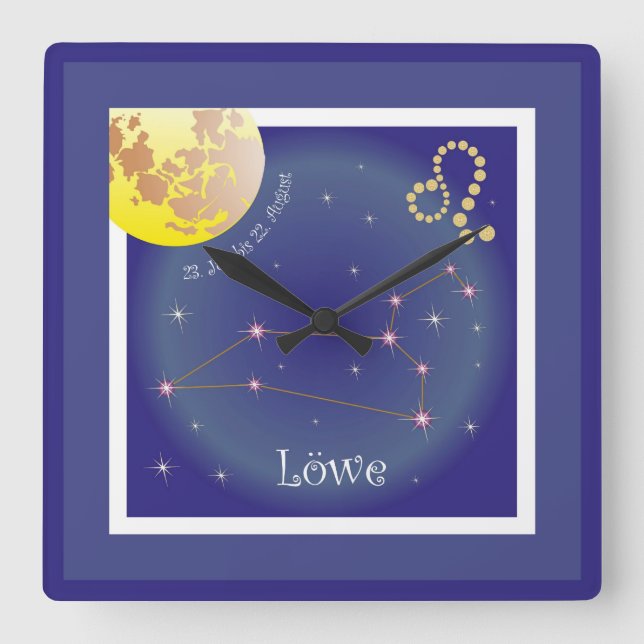 Löwe 23. Juli bis 22. August Uhr Square Wall Clock (Front)