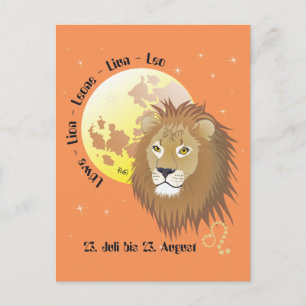 Löwe Sternzeichen Postkarte Postcard