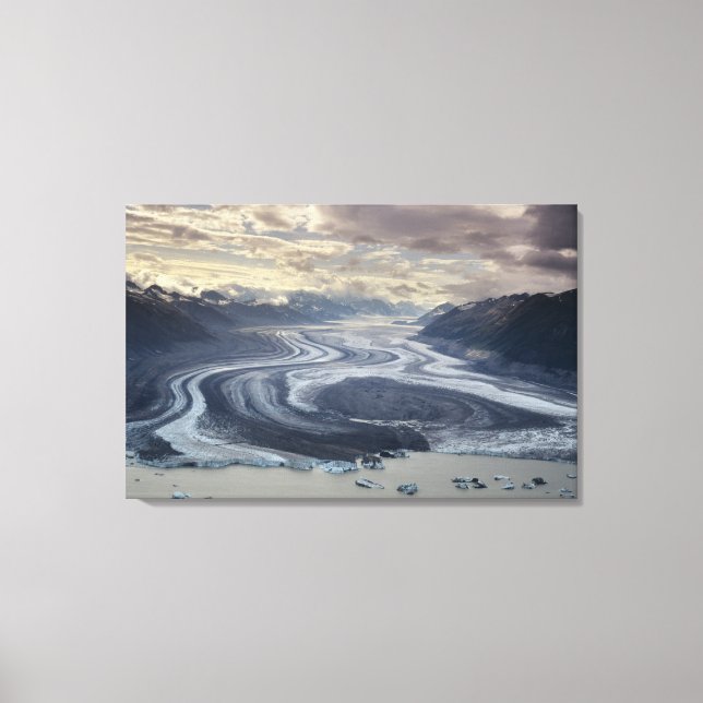 Lowell Glacier flows into the Alsek River in Canvas Print (Front)