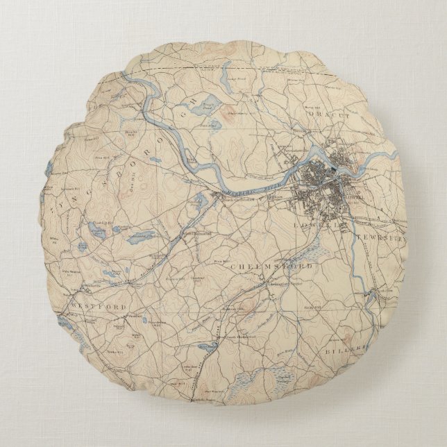 Lowell, Massachusetts Round Cushion (Front)