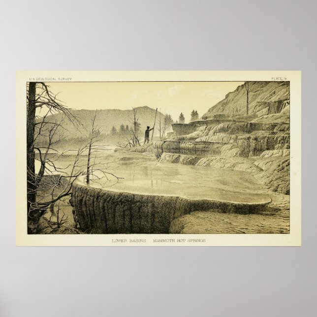 Lower Basins. Mammoth Hot Springs.(1883) Poster (Front)