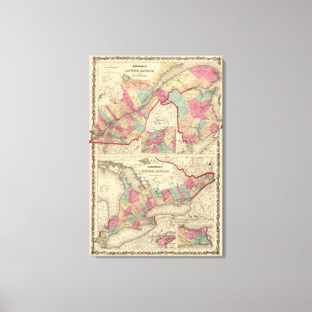 Lower Canada and New Brunswick Upper Canada Canvas Print (Front)