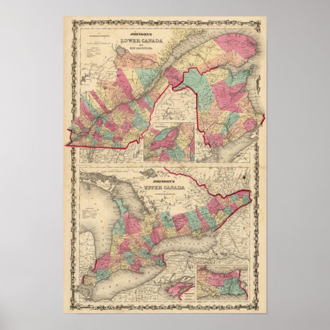 Lower Canada and New Brunswick Upper Canada Poster (Front)